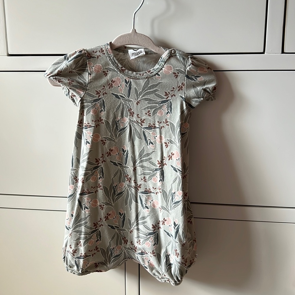 Müsli Organics 3-6mo Bubble Romper Sage Green Floral